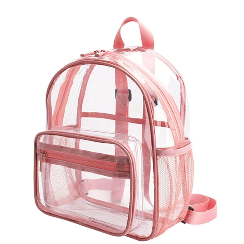 Women's Transparent Waterproof PVC Backpack - Stylish Clear Bag for College Students