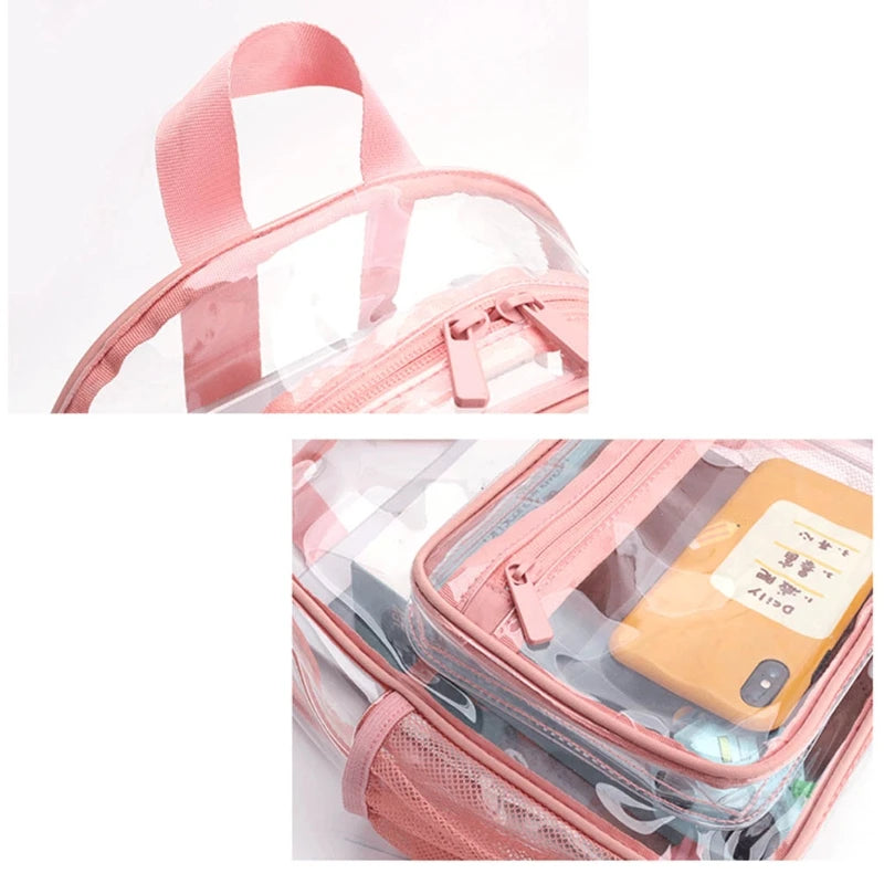 Women's Transparent Waterproof PVC Backpack - Stylish Clear Bag for College Students