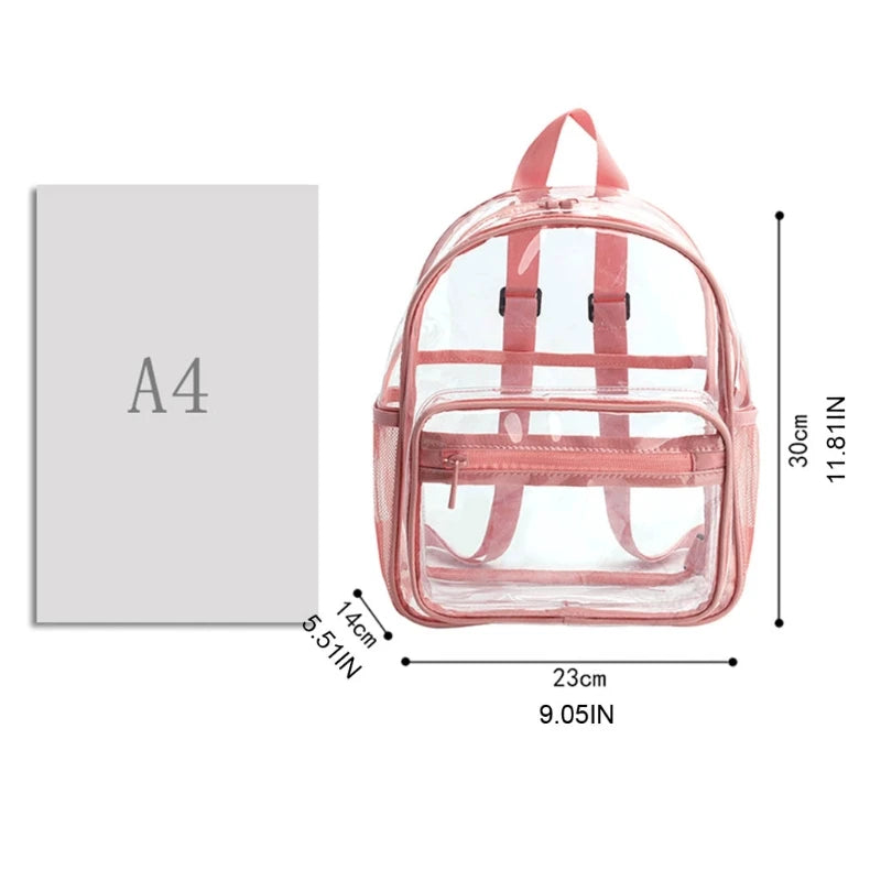 Women's Transparent Waterproof PVC Backpack - Stylish Clear Bag for College Students