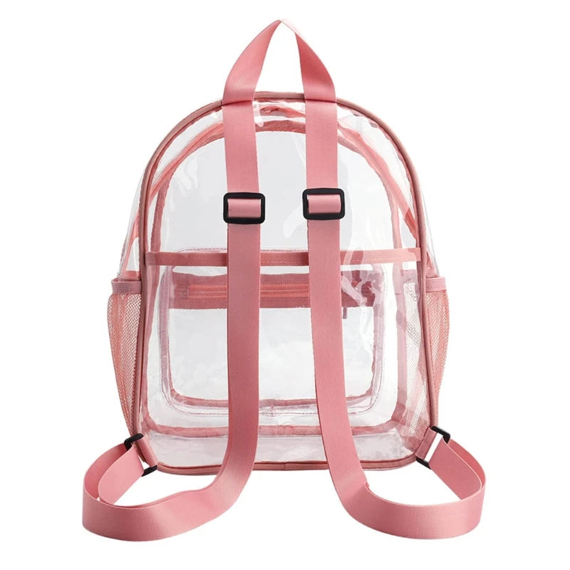 Women's Transparent Waterproof PVC Backpack - Stylish Clear Bag for College Students