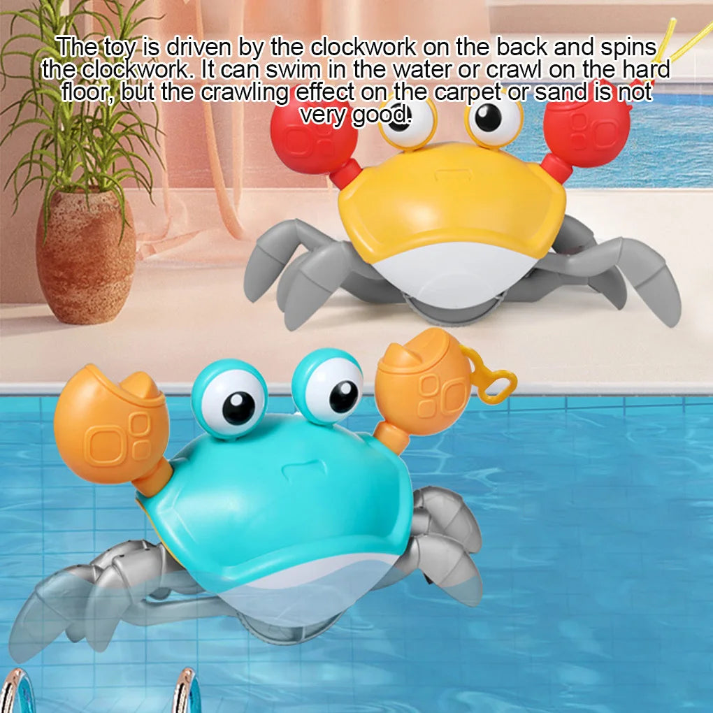 Baby Bath Tub Water Play Crab Toy Clockwork Portable Beach Children Shower Accessory Baby Pulling a String to Learn to Walk